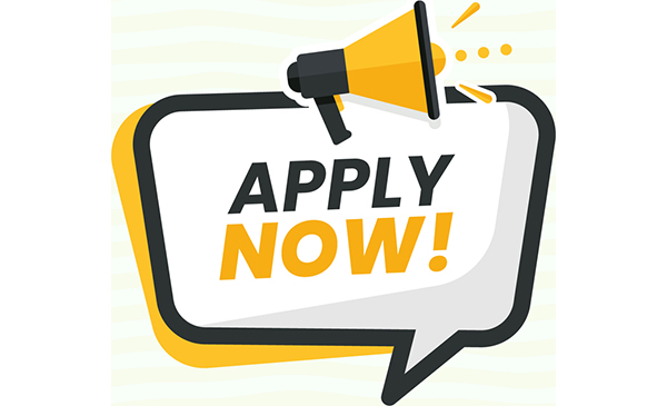 Graphic of sign saying "Apply Now!" with bullhorn above it, implying noise.