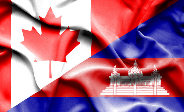 Combined Cambodian and Canadian flags