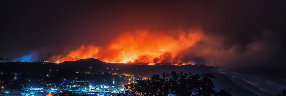 Panoramic view of wildfire
