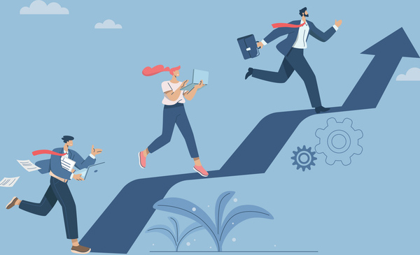 Vector illustration concept art of leadership and career advancement.