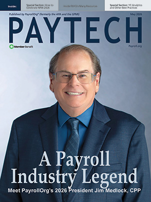Cover of May 2026 issue of PAYTECH May 2026 featuring Jim Medlock, CPP