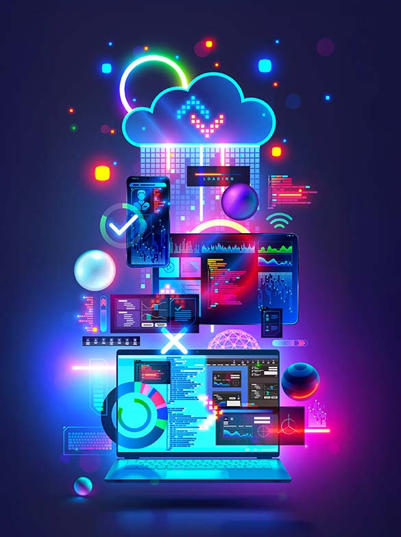 Digital computer technology concept.
